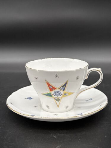 VTG SHELLEY China Teacup & Saucer Order of the Eastern w/Star Pole New Cambridge