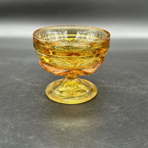 Set Of 4 Vintage Anchor Hocking Fairfield Amber Sherbet Dessert Goblets