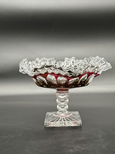 5" WESTMORELAND Waterford Ruby Bowl Ruffled Compote