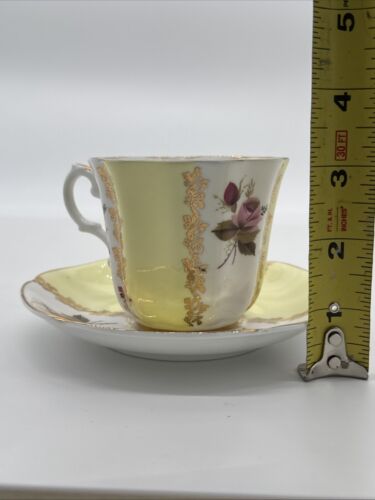 Royal Grafton TeaCup & Saucer Fine Bone China Yellow With Gold Trim Vintage