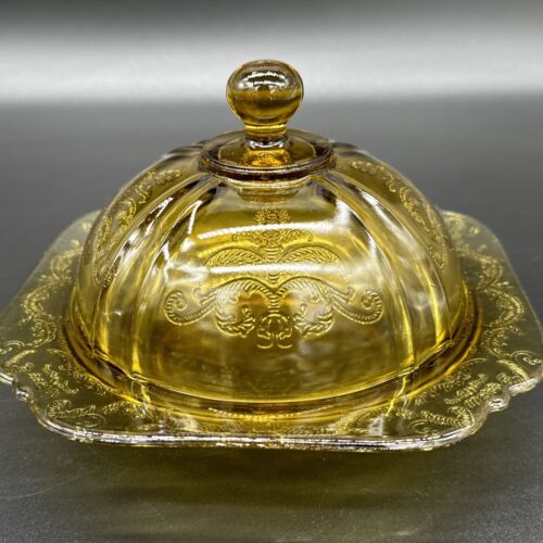 Federal RECOLLECTION Amber Round Butter Dish