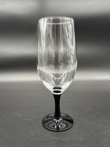 Set of 5 Luminarc Domino Signature Black Stem Water/Wine/Goblet/ Glasses 8- 1/4"