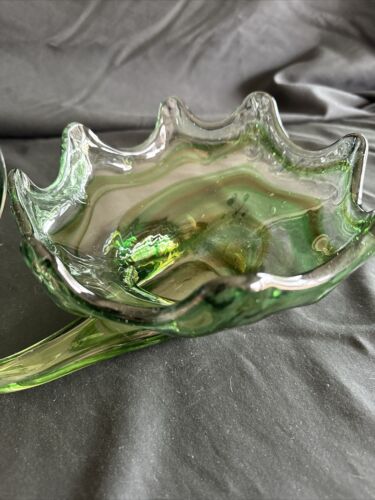 Vintage Hand Blown Glass Swan Bowl