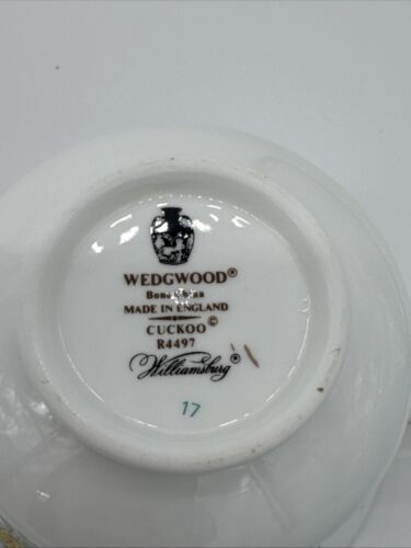 WEDGWOOD Williamsburg Cuckoo Pattern Footed Cup & Saucer