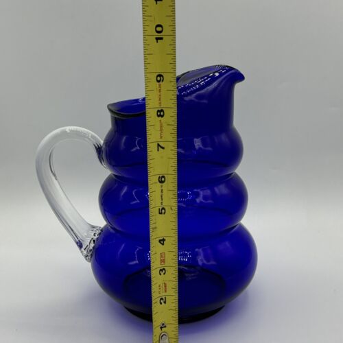 Vintage Louie Glass Co. Art Deco Style Cobalt Blue Harpo Pitcher