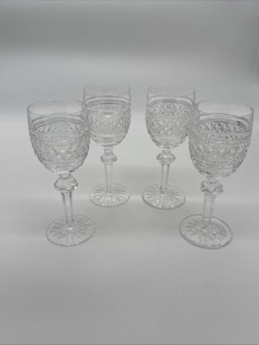 SET 4 of WATERFORD STEMWARE CRYSTAL Castletown White Wine Glasses Goblets 7"