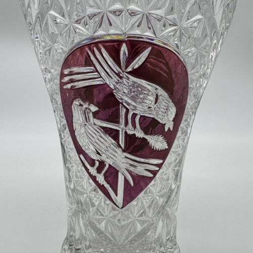 Vintage Hofbauer German Red Bird Crystal Vase