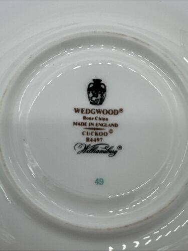 WEDGWOOD Williamsburg Cuckoo Pattern Footed Cup & Saucer