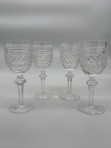 SET 4 of WATERFORD STEMWARE CRYSTAL Castletown White Wine Glasses Goblets 7"