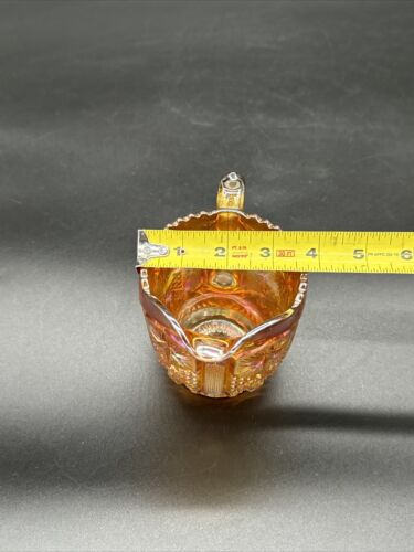 Vintage Imperial Carnival Glass Creamer Pitcher Amber Gold Vintage HobStar