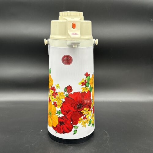 Vintage Superior Coffee POT AirPot Pump Dispenser Floral Design Hot Cold