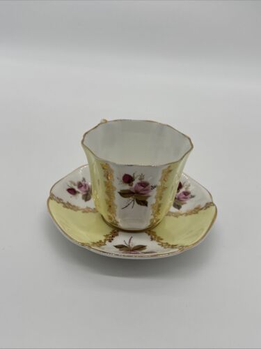 Royal Grafton TeaCup & Saucer Fine Bone China Yellow With Gold Trim Vintage