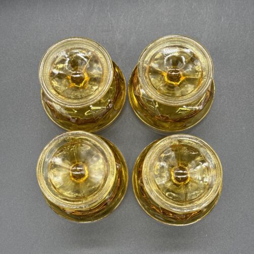 Set Of 4 Vintage Anchor Hocking Fairfield Amber Sherbet Dessert Goblets