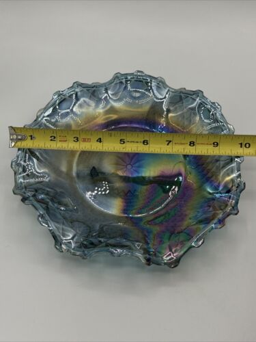 Vintage Indiana Glass Iridescent Blue Carnival Glass 10" Plate