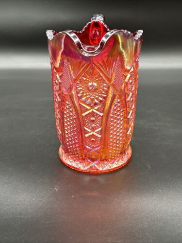 Indiana Ruby Red Sunset Amberina Carnival Glass Heirloom Water Pitcher