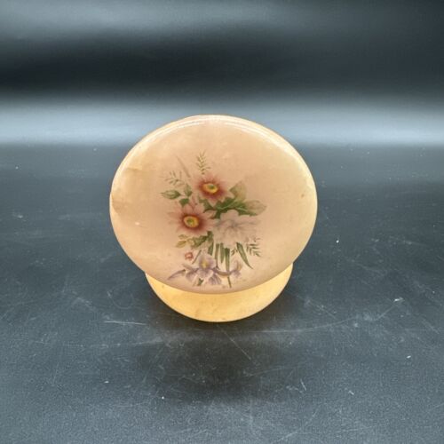 Italian Genuine Alabaster Hand Carved Hinged Jewelry Trinket Box, Vintage