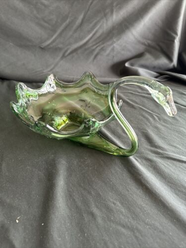 Vintage Hand Blown Glass Swan Bowl