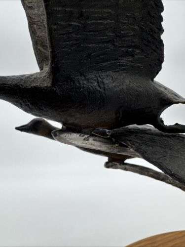 Fountain Creed Productions Geese Taking Off Sculpture, Metal On Wood Base