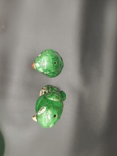 Antique Chinese Green Glazed Parrots Pair