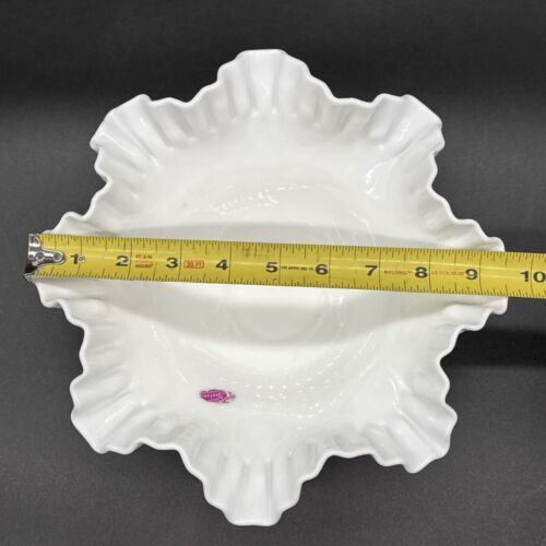 Vintage Fenton Milk Glass Hobnail Fluted Dish