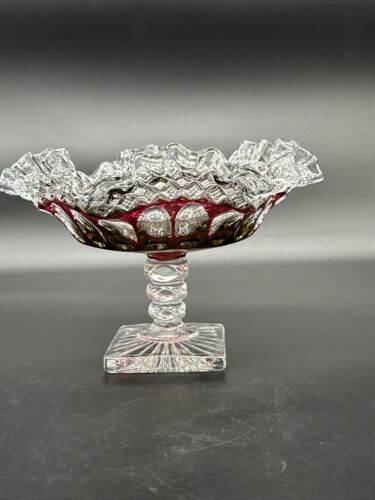 5" WESTMORELAND Waterford Ruby Bowl Ruffled Compote