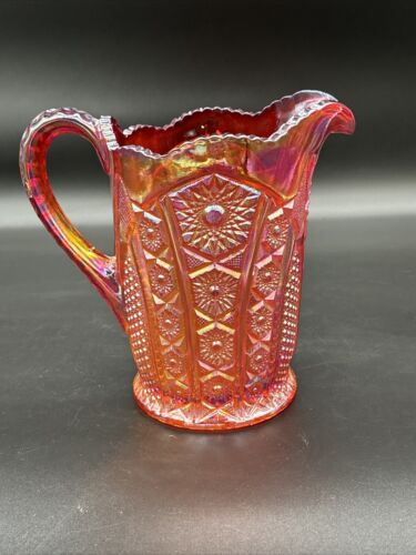 Indiana Ruby Red Sunset Amberina Carnival Glass Heirloom Water Pitcher