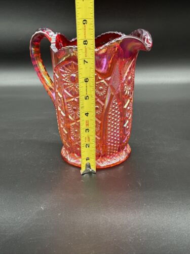 Indiana Ruby Red Sunset Amberina Carnival Glass Heirloom Water Pitcher