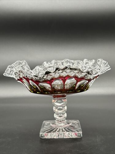 5" WESTMORELAND Waterford Ruby Bowl Ruffled Compote