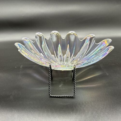 Vintage Federal Glass Iridescent Celestial Sunburst Center Serving Bowl in Box