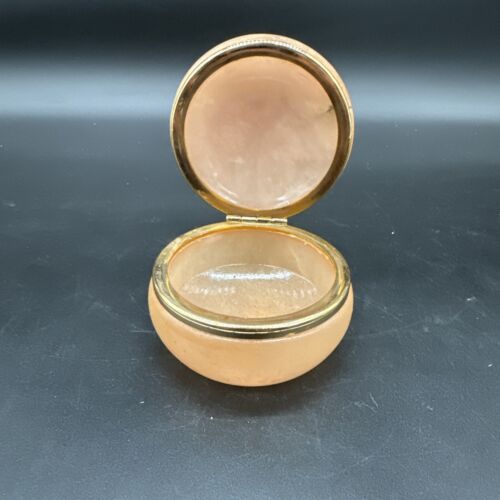 Italian Genuine Alabaster Hand Carved Hinged Jewelry Trinket Box, Vintage