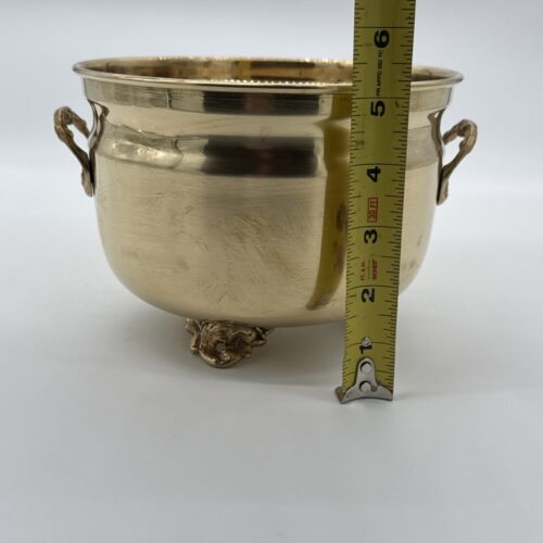 Vintage Brass Ornate Design 3 Footed Planter With Handles