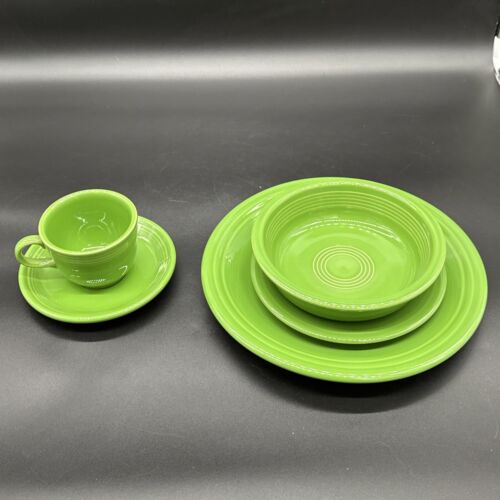 Fiestaware Shamrock 5 Piece Place Setting Fiesta Retired Green Dish Set IOB