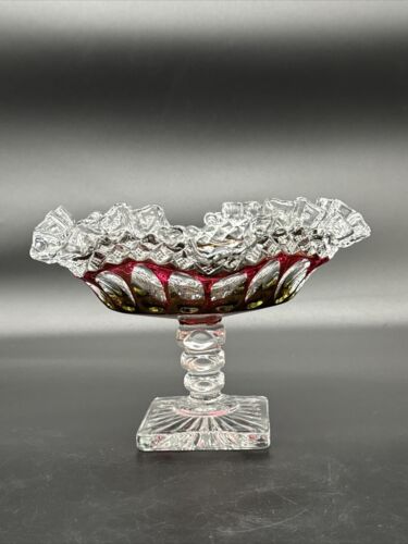 5" WESTMORELAND Waterford Ruby Bowl Ruffled Compote