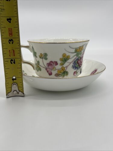 WEDGWOOD Williamsburg Cuckoo Pattern Footed Cup & Saucer