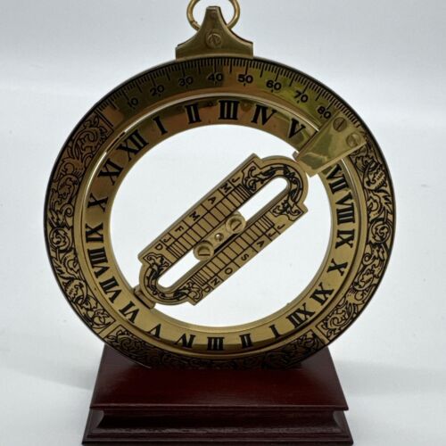 FRANKLIN MINT 1987 UNIVERSAL EQUINOCTIAL RING DIAL WITH BASE AND STAND