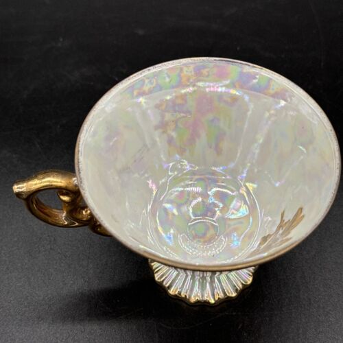 Vintage UCAGCO November Chrysanthemum iridescent Porcelain Teacup Gold Trim