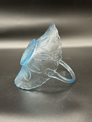 Vintage LE Smith Princess House Ice Blue Bridal Art Glass Basket