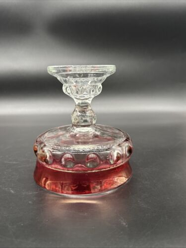 Indiana Glass Kings Crown Ruby Red Band Covered Compote Made in USA 7.25" Tall