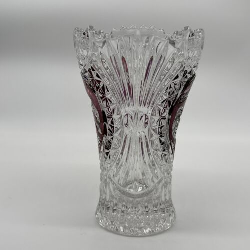 Vintage Hofbauer German Red Bird Crystal Vase