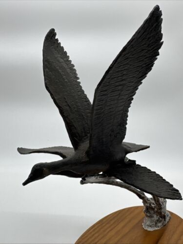 Fountain Creed Productions Geese Taking Off Sculpture, Metal On Wood Base