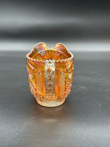 Vintage Imperial Carnival Glass Creamer Pitcher Amber Gold Vintage HobStar