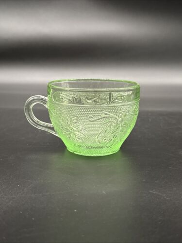 Vintage Tiara Glass Chantilly Green SANDWICH Tea Coffee Cup