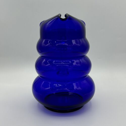 Vintage Louie Glass Co. Art Deco Style Cobalt Blue Harpo Pitcher