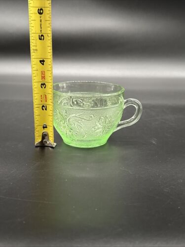 Vintage Tiara Glass Chantilly Green SANDWICH Tea Coffee Cup