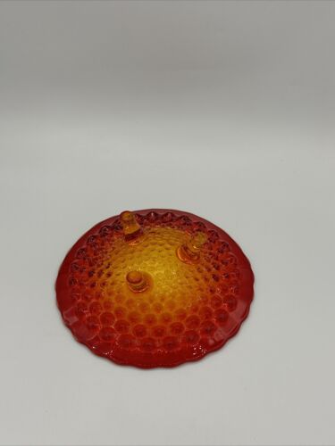 Vintage Amberina Hobnail Footed Glass Bon Bon Candy Dish