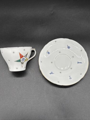 VTG SHELLEY China Teacup & Saucer Order of the Eastern w/Star Pole New Cambridge