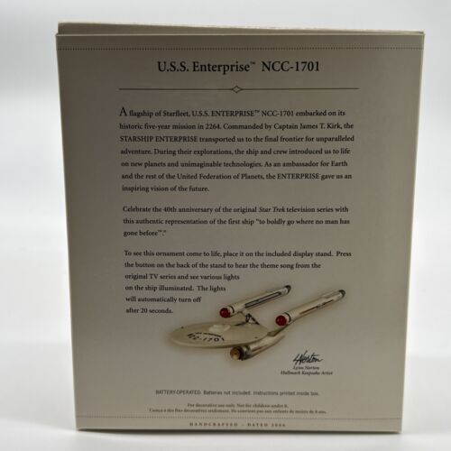 NEW Hallmark Christmas Ornament Star Trek U.S.S. Enterprise NCC-1701 Sound Light