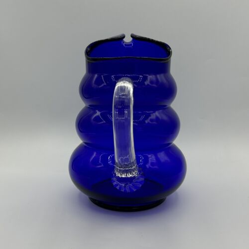 Vintage Louie Glass Co. Art Deco Style Cobalt Blue Harpo Pitcher