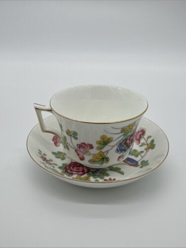 WEDGWOOD Williamsburg Cuckoo Pattern Footed Cup & Saucer