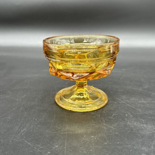 Set Of 4 Vintage Anchor Hocking Fairfield Amber Sherbet Dessert Goblets